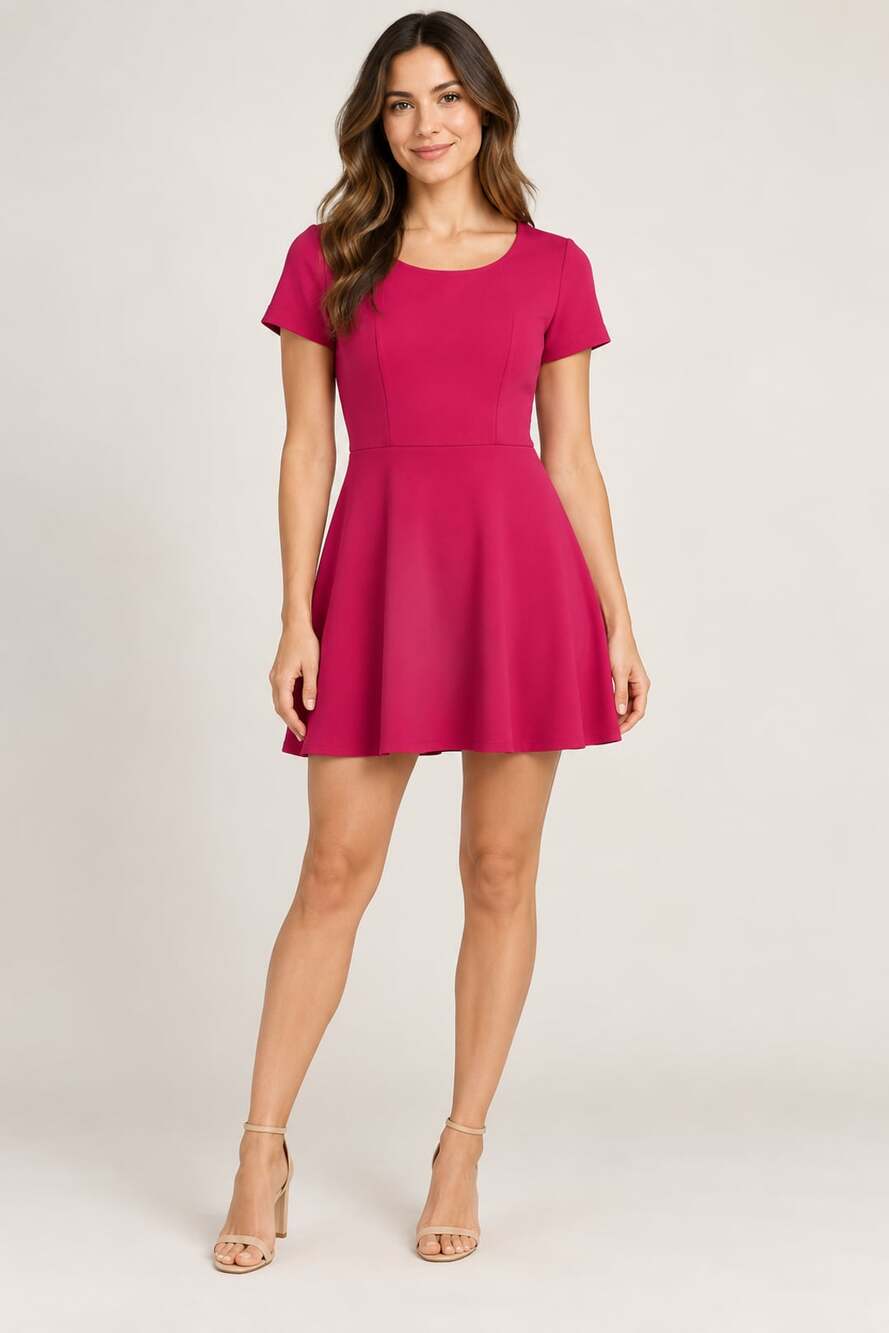 Collective Concepts Hot Pink Fit and Flare Mini Dress small
